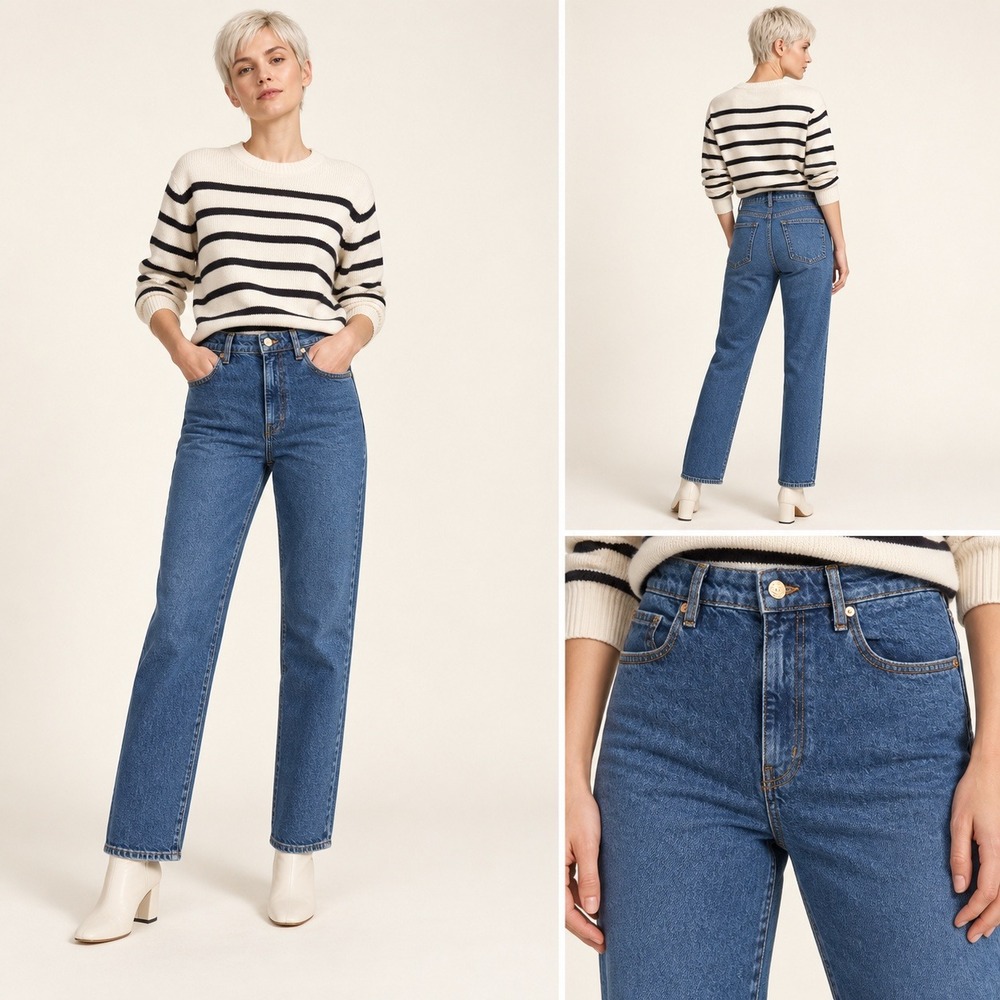 FRAME The Ruler Jeans 27 Written Blue High Rise Straight Leg Denim Pant